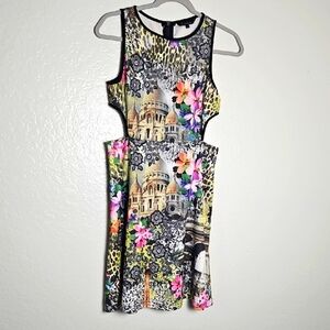 Just Love Vibrant Floral and Architectural Mini Dress